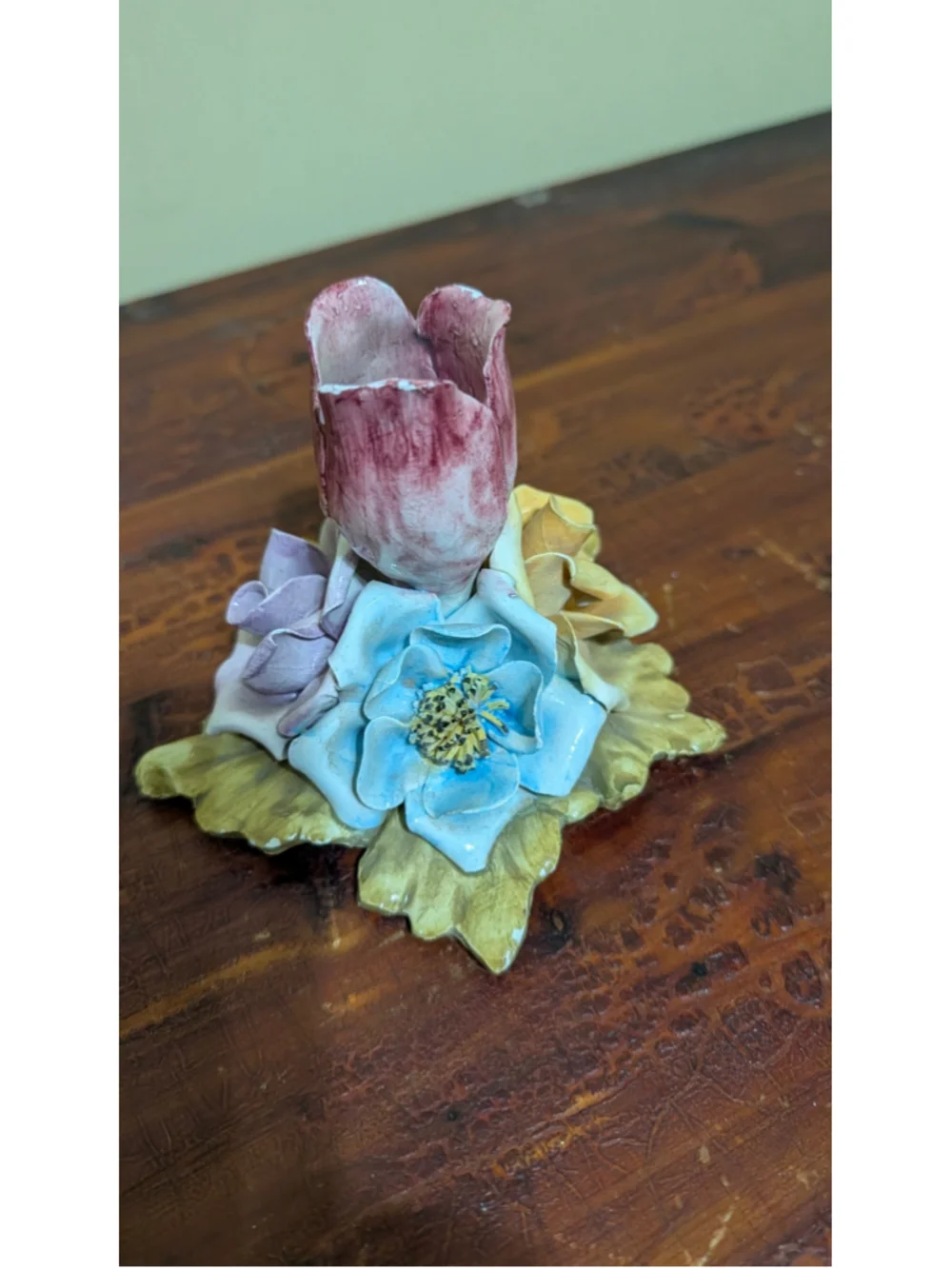 Floral Ceramic Capodimonte Candle Holder One Size Multicolor in